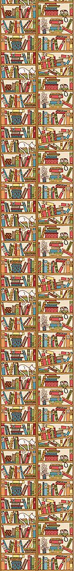 patterned-wallpaper-asleep-between-books