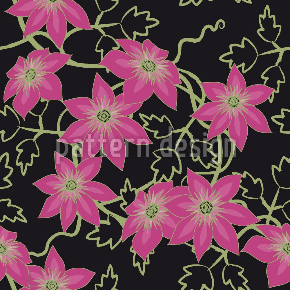 patterned-wallpaper-clematis-dream-garden-at-night