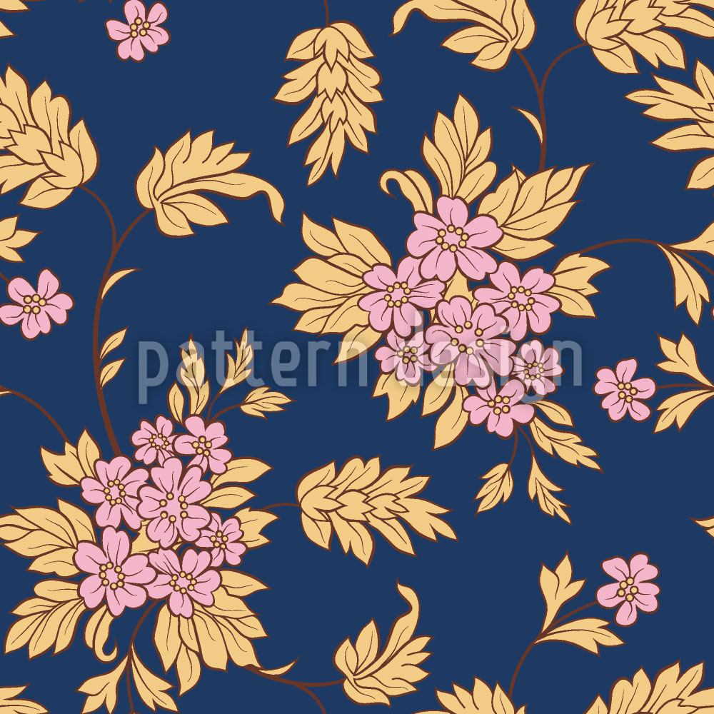 patterned-wallpaper-darkblue-bouquet