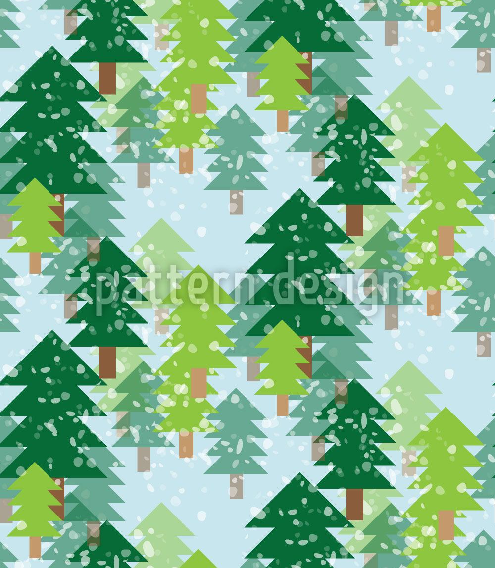 patterned-wallpaper-it-is-snowing-in-the-fir-forest