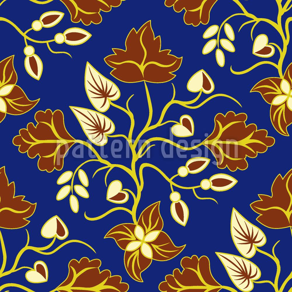 patterned-wallpaper-ethno-leaves-blue