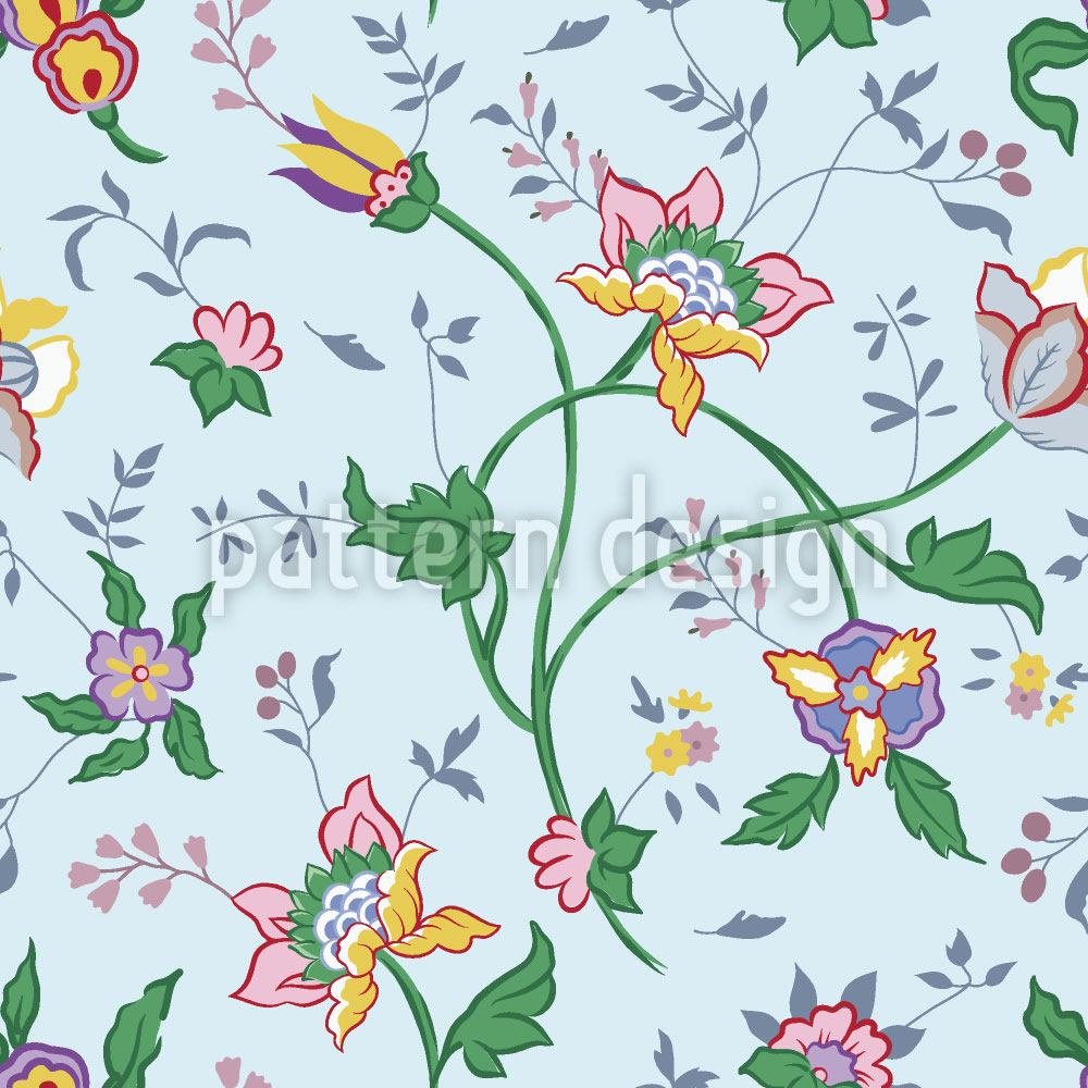 patterned-wallpaper-little-blue-flower-fantasy