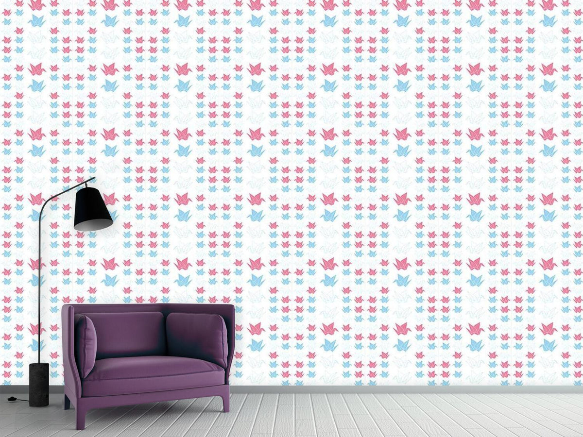 patterned-wallpaper-origami-cranes