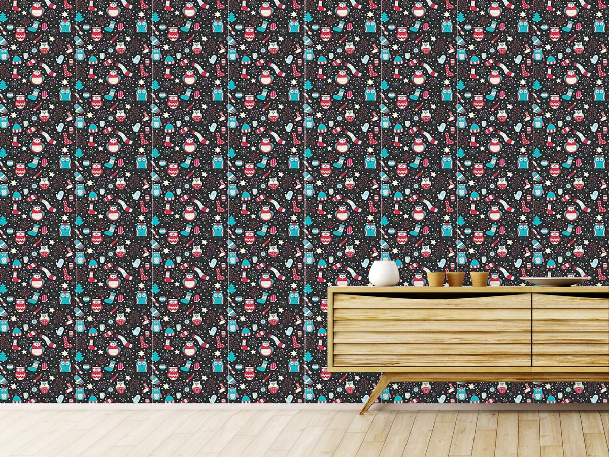 patterned-wallpaper-winter-owls