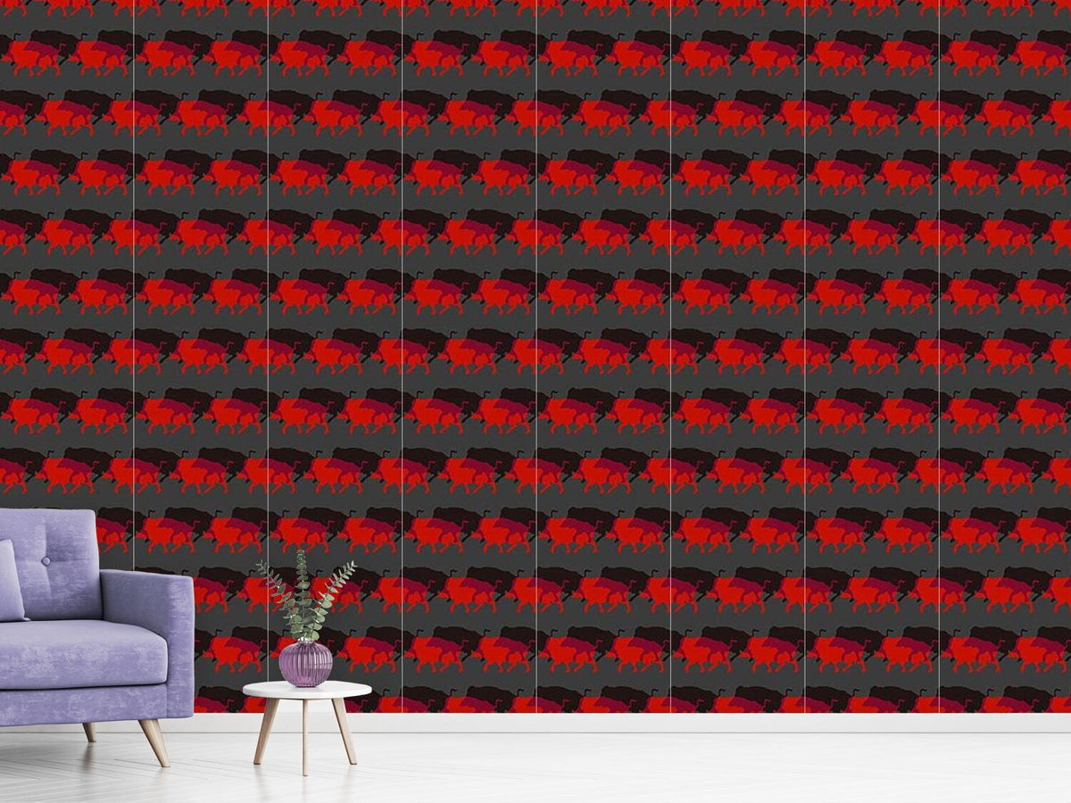 patterned-wallpaper-wild-boar-in-red