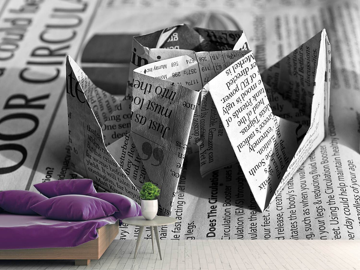 photo-wallpaper-origami-newspaper