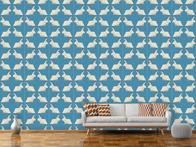 patterned-wallpaper-origami-rabbits-on-polkadots