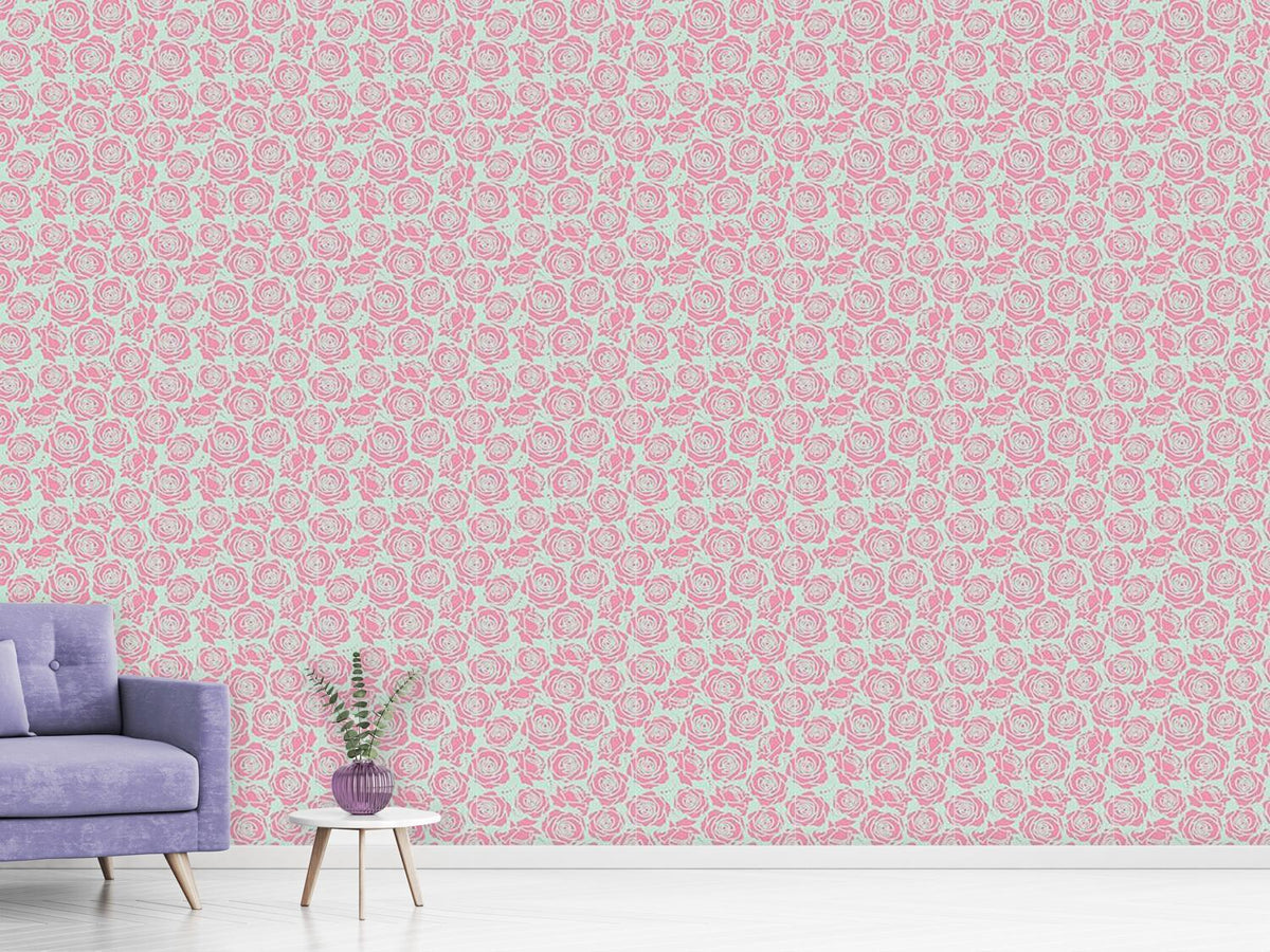 patterned-wallpaper-rose-blossoms-stylized