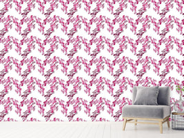 patterned-wallpaper-pink-leaves