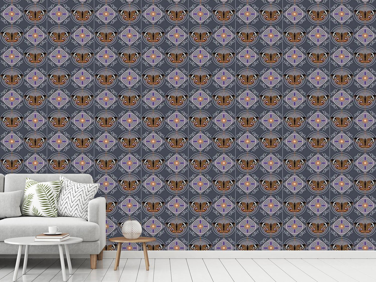 patterned-wallpaper-peacock-butterfly-grey