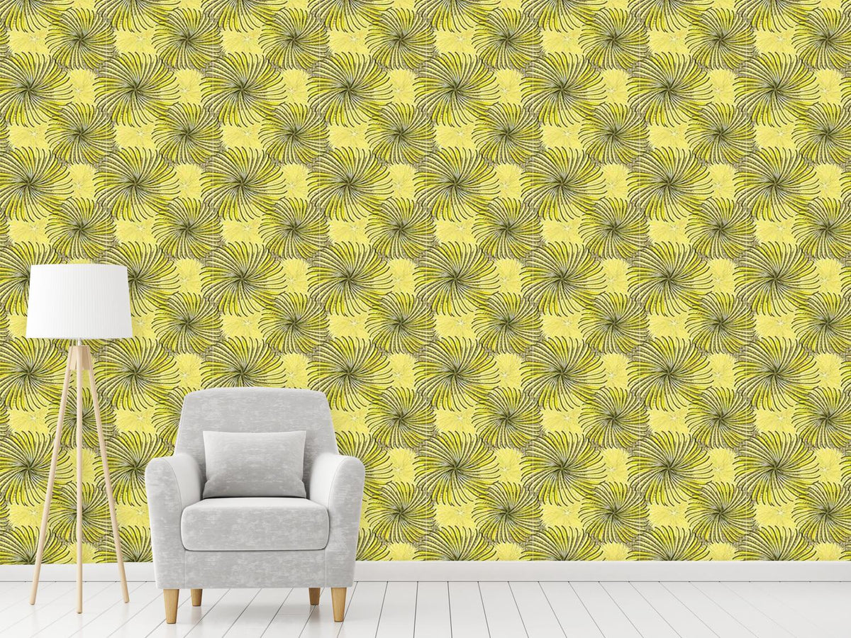 patterned-wallpaper-turning-wheels-yellow