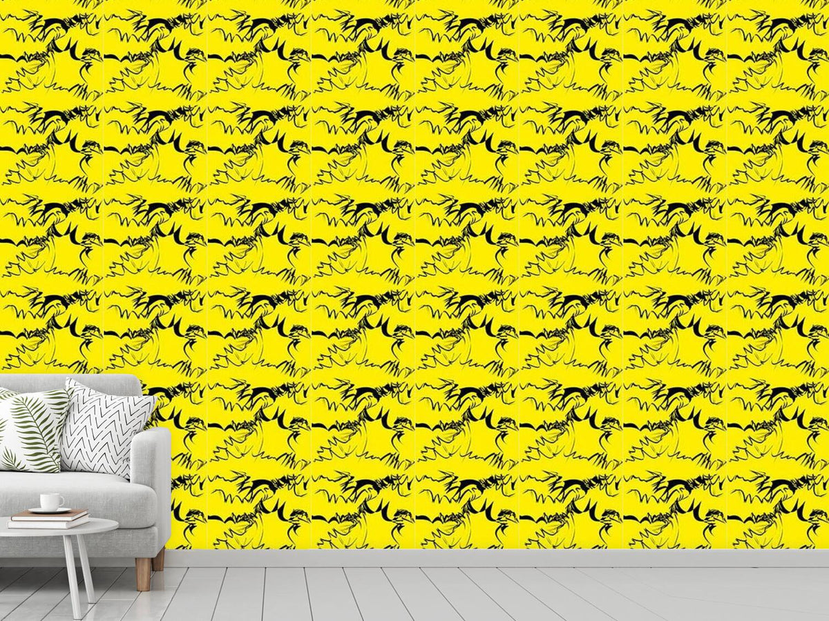 patterned-wallpaper-calligraphy-on-yellow