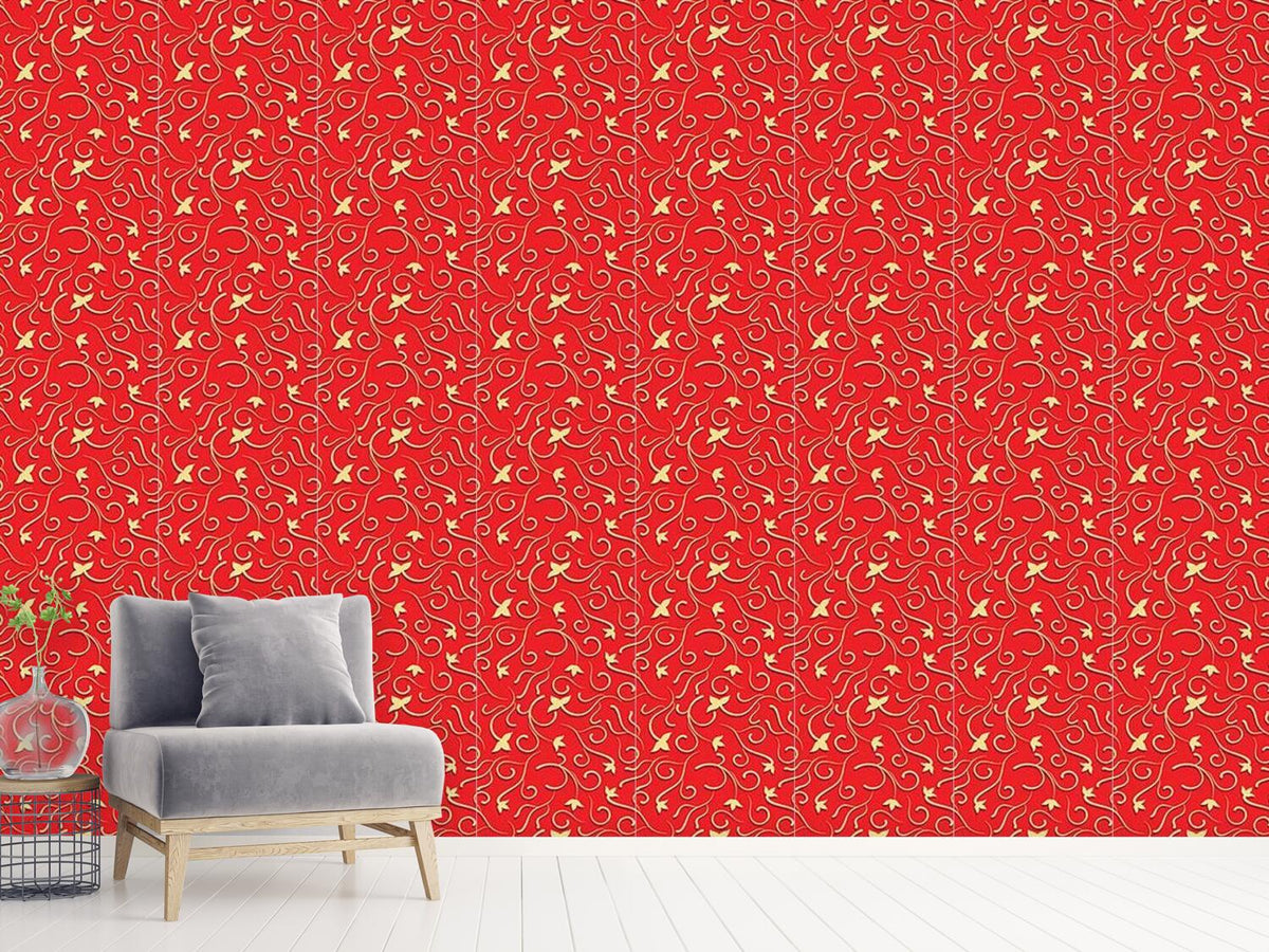 patterned-wallpaper-ivy-in-bold-red