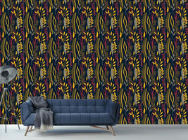 patterned-wallpaper-leaves-silhouettes-black