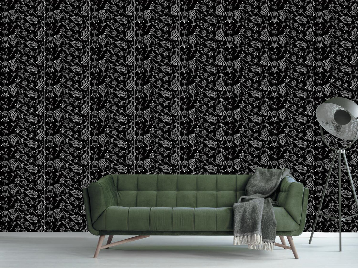 patterned-wallpaper-bella-flora-nero