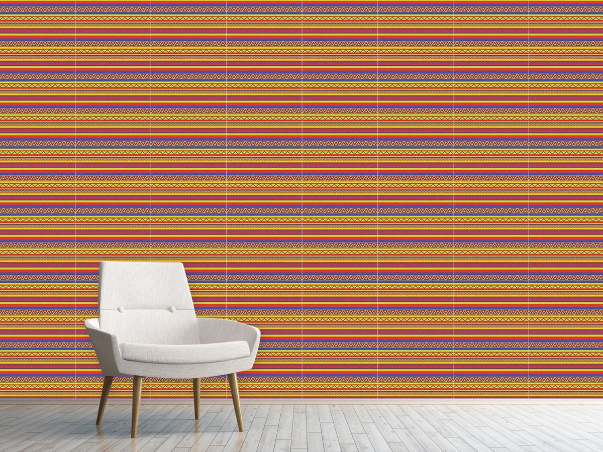 patterned-wallpaper-geometry-on-stripes