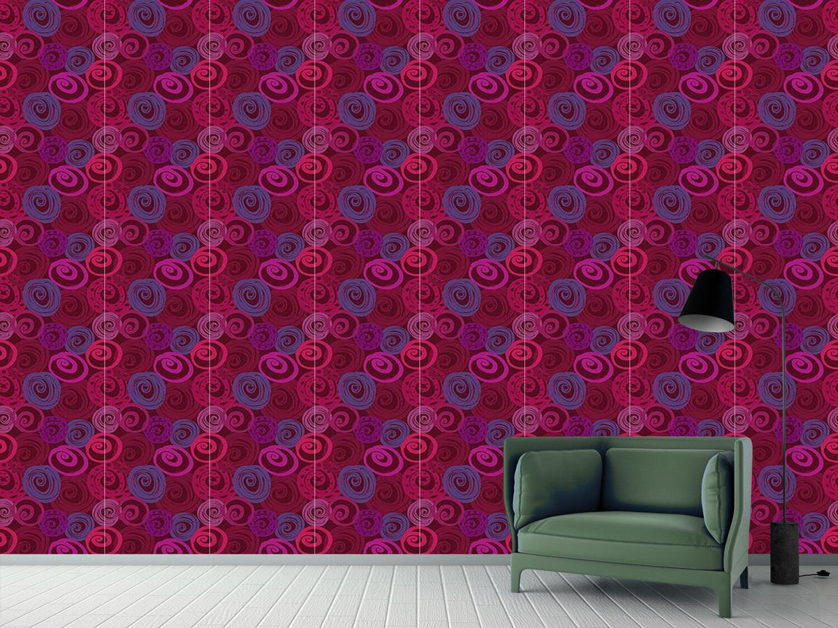 patterned-wallpaper-roses-in-circles