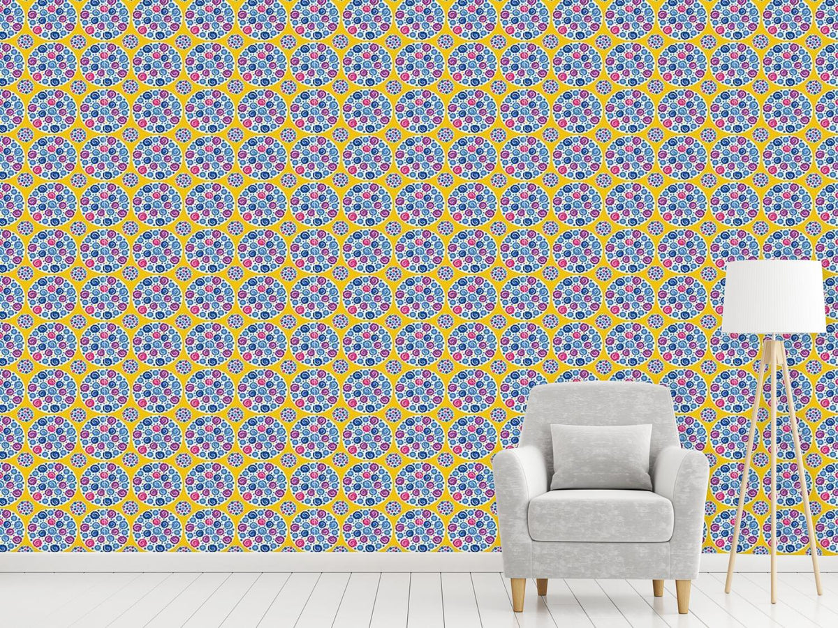 patterned-wallpaper-flower-bouquet-yellow