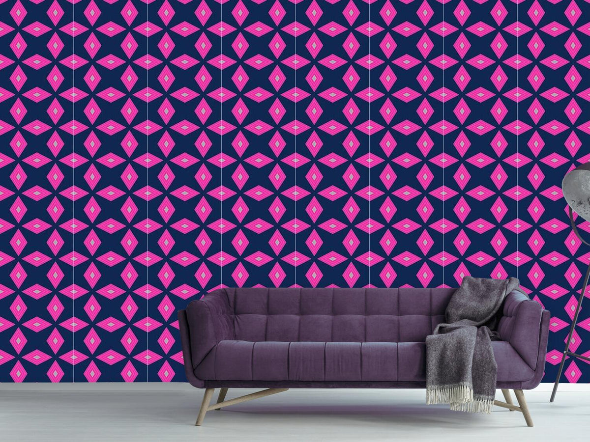 patterned-wallpaper-rhomb-floral